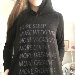 long sleeve hooded black tee